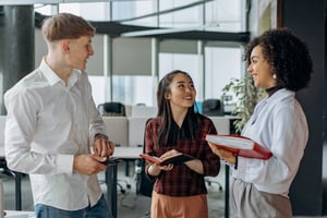 work colleagues chatting